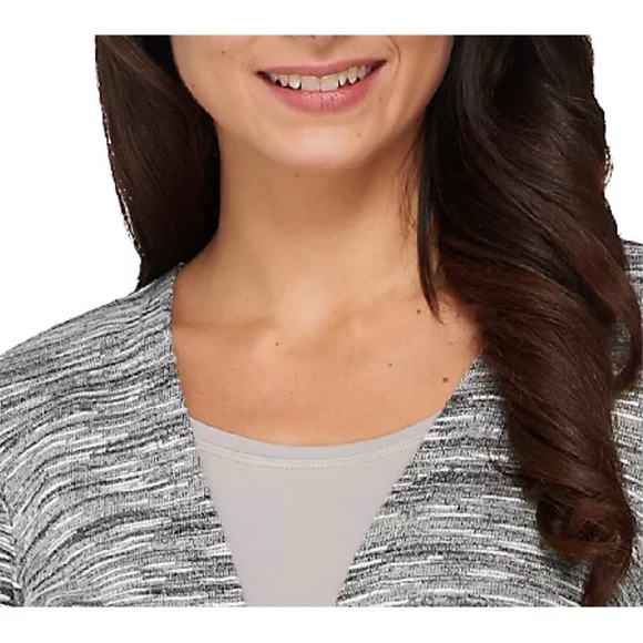 Joan Rivers Heathered Space-Dyed Knit Boyfriend Cardigan NWT Black/White A262485 - Picture 3 of 15